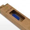 Bamboo kids toothbrush with blue bristles. Eco-friendly teeth cleaning!